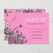 Floral Star of David Bat mitzvah Invitation Répons (Devant / Derrière)