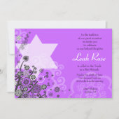 Floral Star of David Bat mitzvah Invitation Violet (Devant)