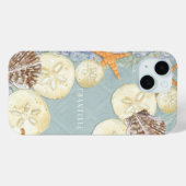 Floral Starfish Sea Shells Beach Blue Case-Mate iPhone Case (Achterkant (horizontaal))