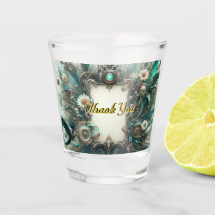 Floral Steampunk Wedding Groen en Zilver Shot Glas