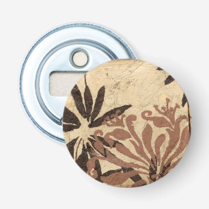 Floral Stencil Design met Tawny Leaves Button Flesopener