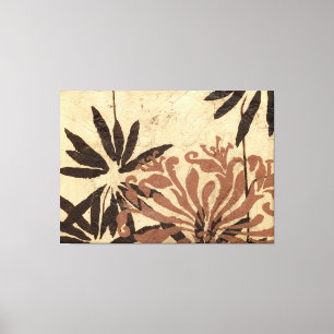 Floral Stencil Design met Tawny Leaves Canvas Afdruk