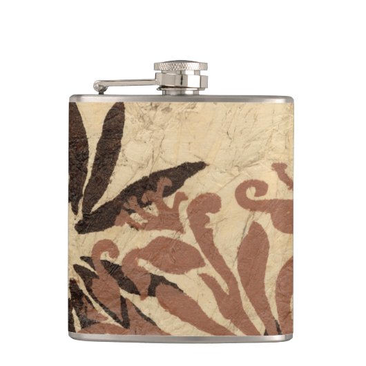 Floral Stencil Design met Tawny Leaves Heupfles (Voorkant)