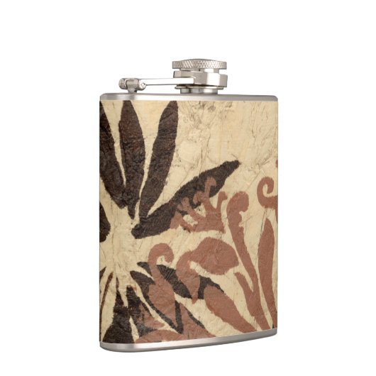 Floral Stencil Design met Tawny Leaves Heupfles (Rechts)