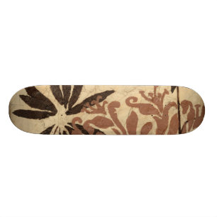 Floral Stencil Design met Tawny Leaves Skateboard