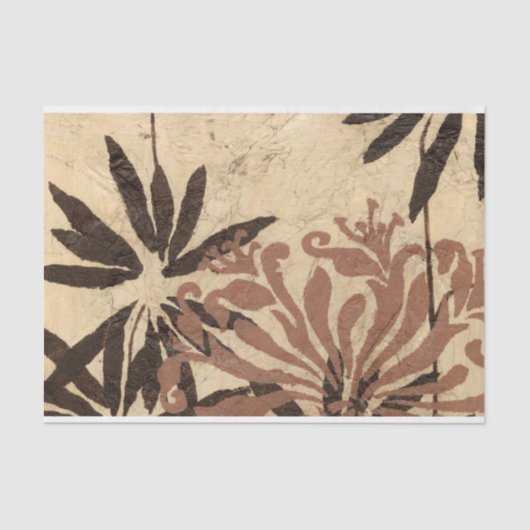 Floral Stencil Design met Tawny Leaves Tissuepapier (Voorkant)