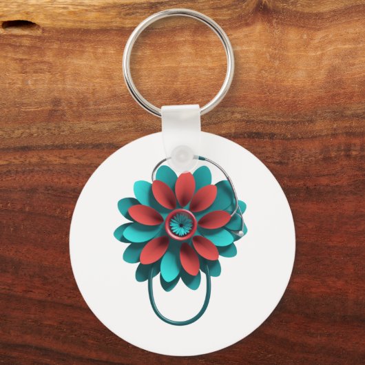 Floral Stethoscoop Design - alleen Medical & Healt Sleutelhanger (Voorkant)