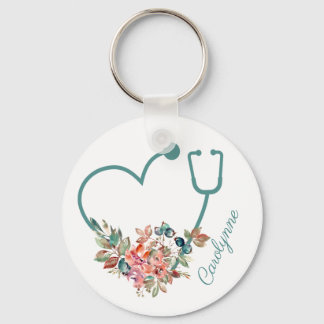 Floral Stethoscoop Zorgverlener Verpleegkundige Do Sleutelhanger