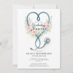 Floral Stethoscope Doctor Afstuderen Kaart