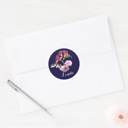 Floral Sticker w/Name (Envelop)