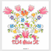 Floral stitch brievenbus sticker (Vel)