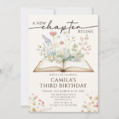Floral Storybook A New Chapter Birthday Invitation (Devant)