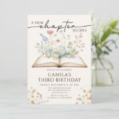 Floral Storybook A New Chapter Birthday Invitation (Debout devant)