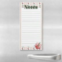 Floral Strawberry Cottagecore Magnetisch Notitiebl