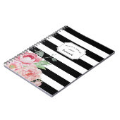 Floral Stripe Black & White Peony Notitieboek (Linkerzijde)