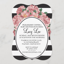 Floral & Stripe Bruids of Baby shower Uitnodigen Kaart