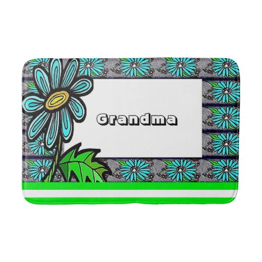 Floral Stripe Grandma Bathroom Bath Mat (Voorkant)