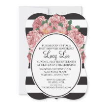 Floral & Stripe Invitation de la mariée ou du Baby