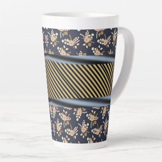 Floral Stripe Latte Mok (Rechterhoek)
