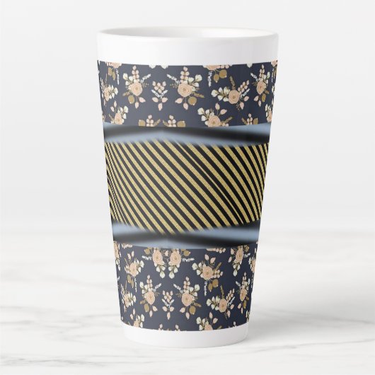 Floral Stripe Latte Mok (Voorkant)