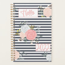 Floral Stripe Pretty 2022 Planificateur pour elle