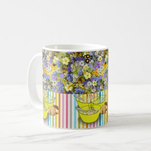 Floral Stripe Soup Mug Koffiemok (Voorkant links)