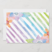 Floral & Stripe Unicorn Foto Birthday Uitnodiging (Achterkant)