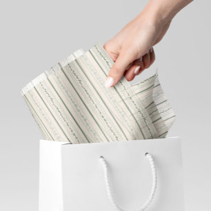  Floral Striped Cream, Blauw en Groen Tissuepapier