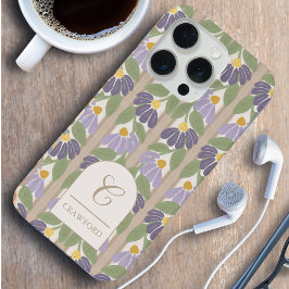 Floral Striped Personalized Phone Case iPhone 15 Pro Hoesje