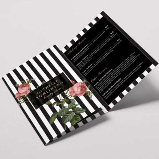  Floral Striped Salon Brochure Drieluik Kaart