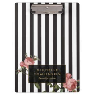 Floral Striped Salon gepersonaliseerd Klembord