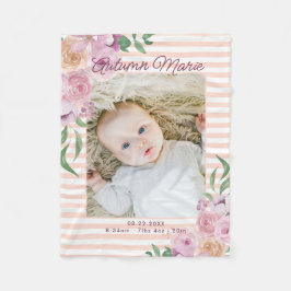 Floral Striped Stats Baby Blanket Fleece Deken