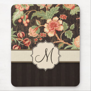Floral, Stripes en monogram, van bruin en van perz Muismat