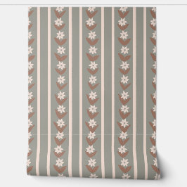 Floral Stripes Mint Groen Behang