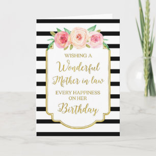  Floral Stripes-moeder: Birthday Kaart