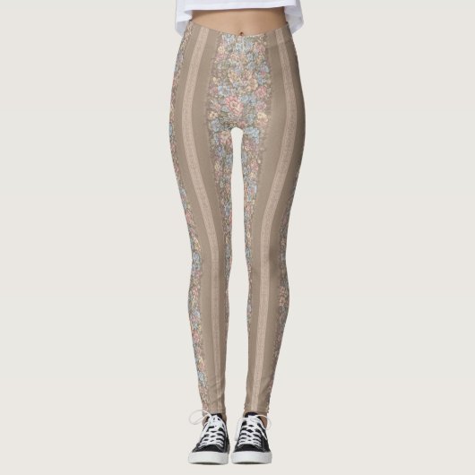 Floral Stripes Pattern – Elegant Repeating Leggings (Voorkant)