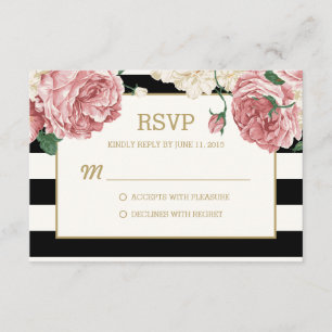 Floral Stripes RSVP/Wedding Response Cards RSVP Kaartje