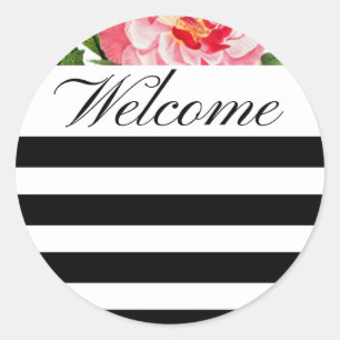 Floral & Stripes Stickers Gastvrouw welkomstgesc
