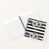 Floral Stripes, zwart en wit Notitieboek (Binnen)