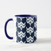 Floral stylisé Ikat - Mug bleu et blanc d'Indigo (Gauche)