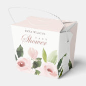 FLORAL SUBTLE SOFT BLUSH PINK ROSE BABY SHOWER BEDANKDOOSJES (Achterkant)