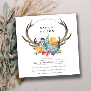 FLORAL SUCCULENT ANTLER BOHEMIAN VRIJGEZELLENFEEST KAART
