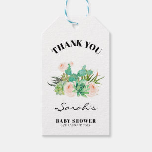 Floral Succulent Cactus Fiesta Baby shower Cadeaulabel
