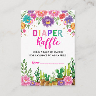 Floral Succulent Fiesta Diaper Baby shower Informatiekaartje