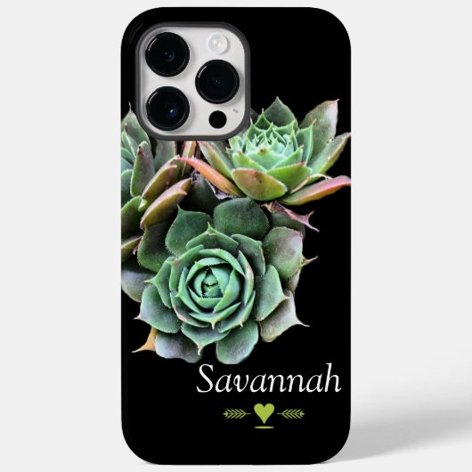 Floral Succulent op Black i Case-Mate iPhone Case (Achterkant)
