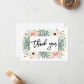 Floral Succulents carte de remerciements, verdure (Devant/Arrière en situation)