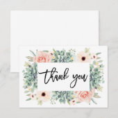 Floral Succulents carte de remerciements, verdure (Devant / Derrière)