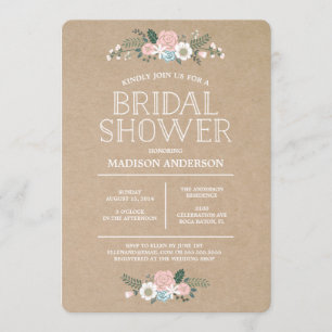 Floral sucré  Invitation à la douche nuptiale
