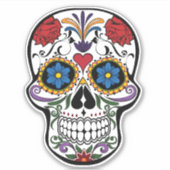 Floral Sugar Skull Custom-Cut Vinyl Sticker (Voorkant)