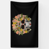 Floral Sugar Skull Day of the Dead Dia De Muertos Spandoek (Verticaal)